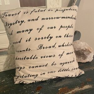 Mark Twain Scripted Cream Throw Pillow